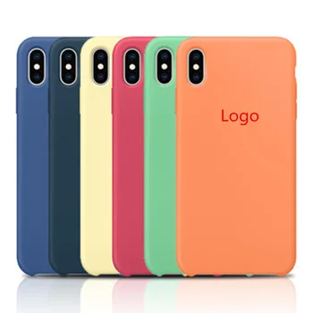 For iPhone Silicone Case Official Logo Three Side Cover Soft Micro Fiber Lining 6 7 8 Plus X XS XR XS Max, 60 Colors Available
