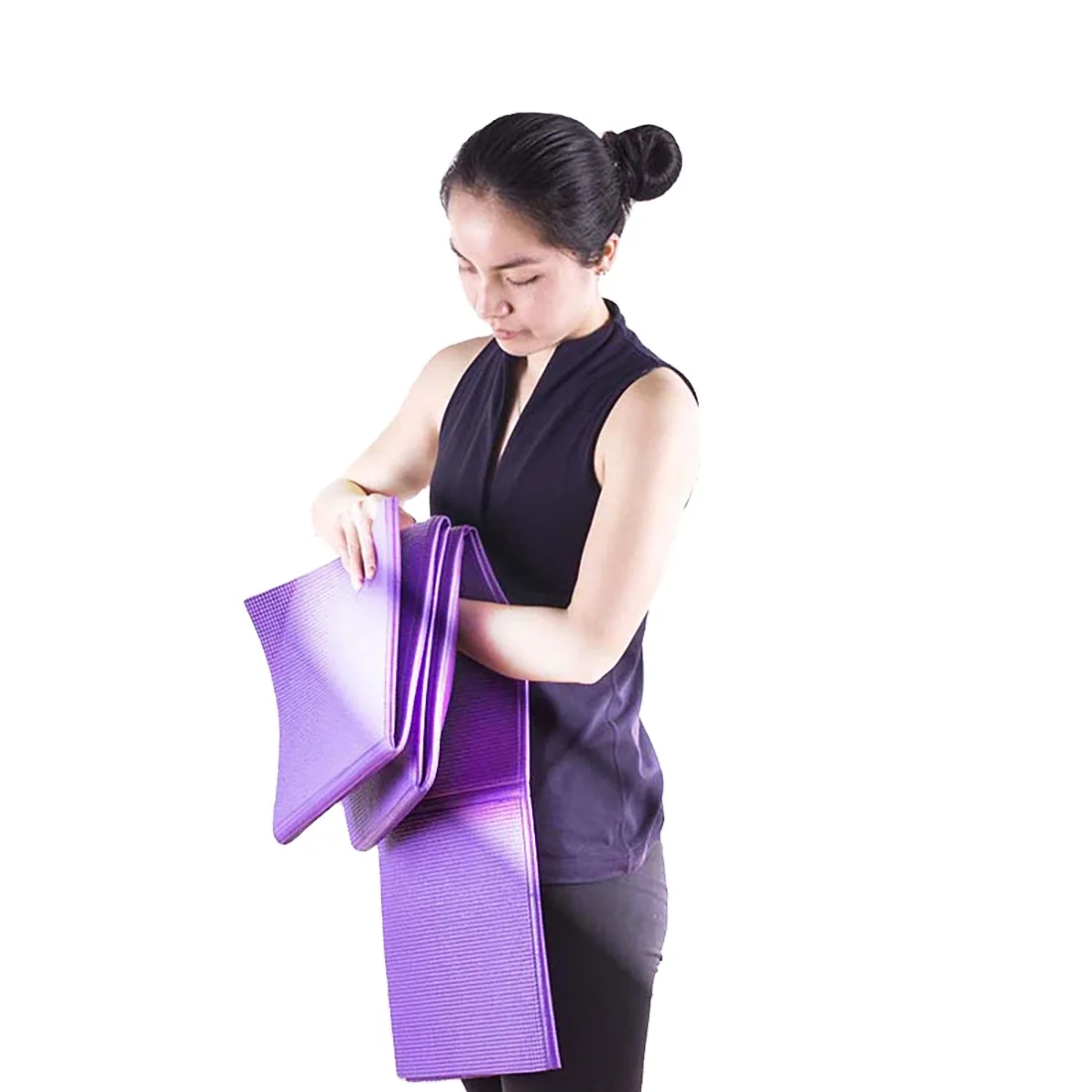 

Wholesale Custom Foldable Folding Portable Pvc Yoga Mat with Carrying Strap Private Label