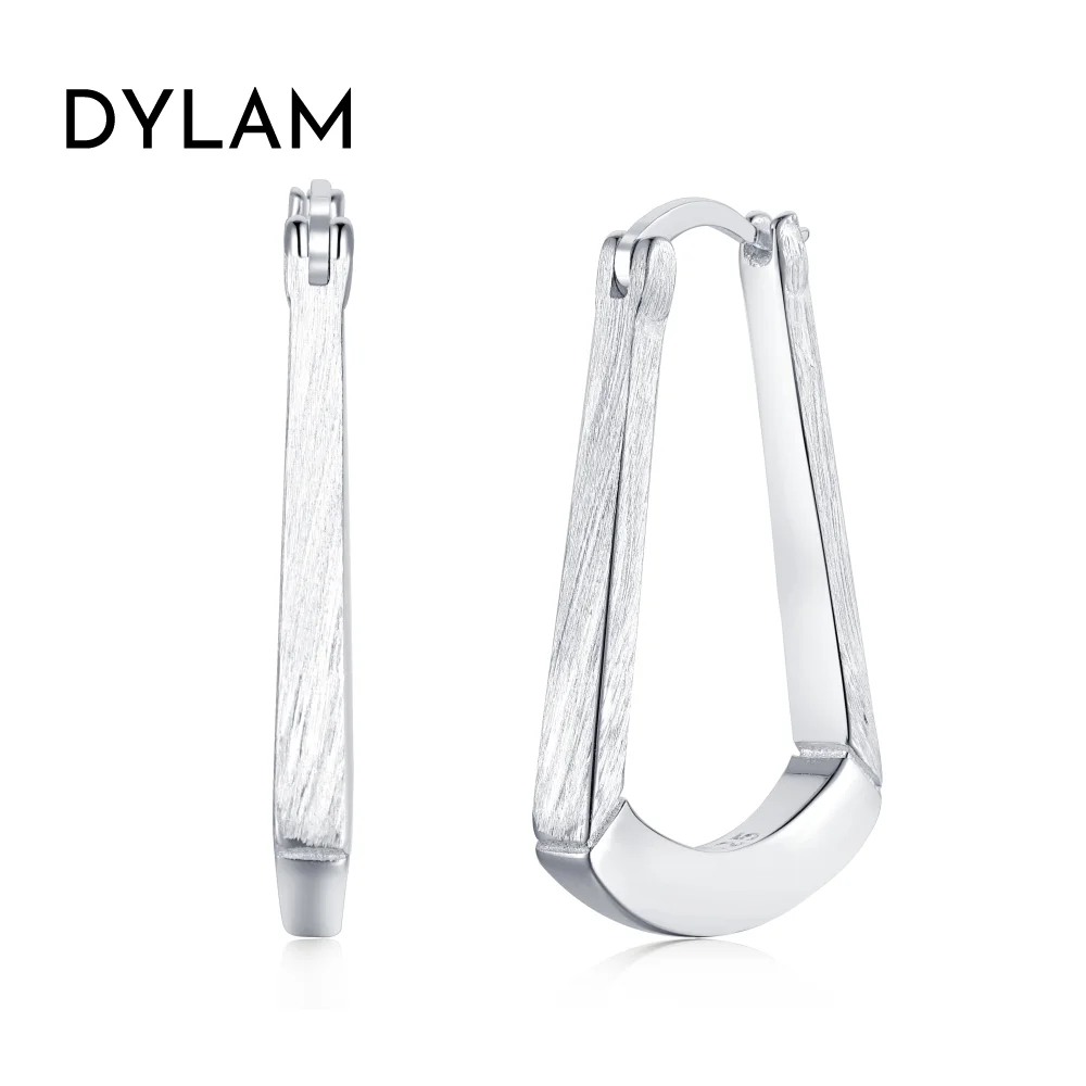

2023 Fine Jewelry 925 Sterling Silver Plated Frosted Earring U Shaped Big Drop Hoop Huggie Earring For Women Party Anniversary