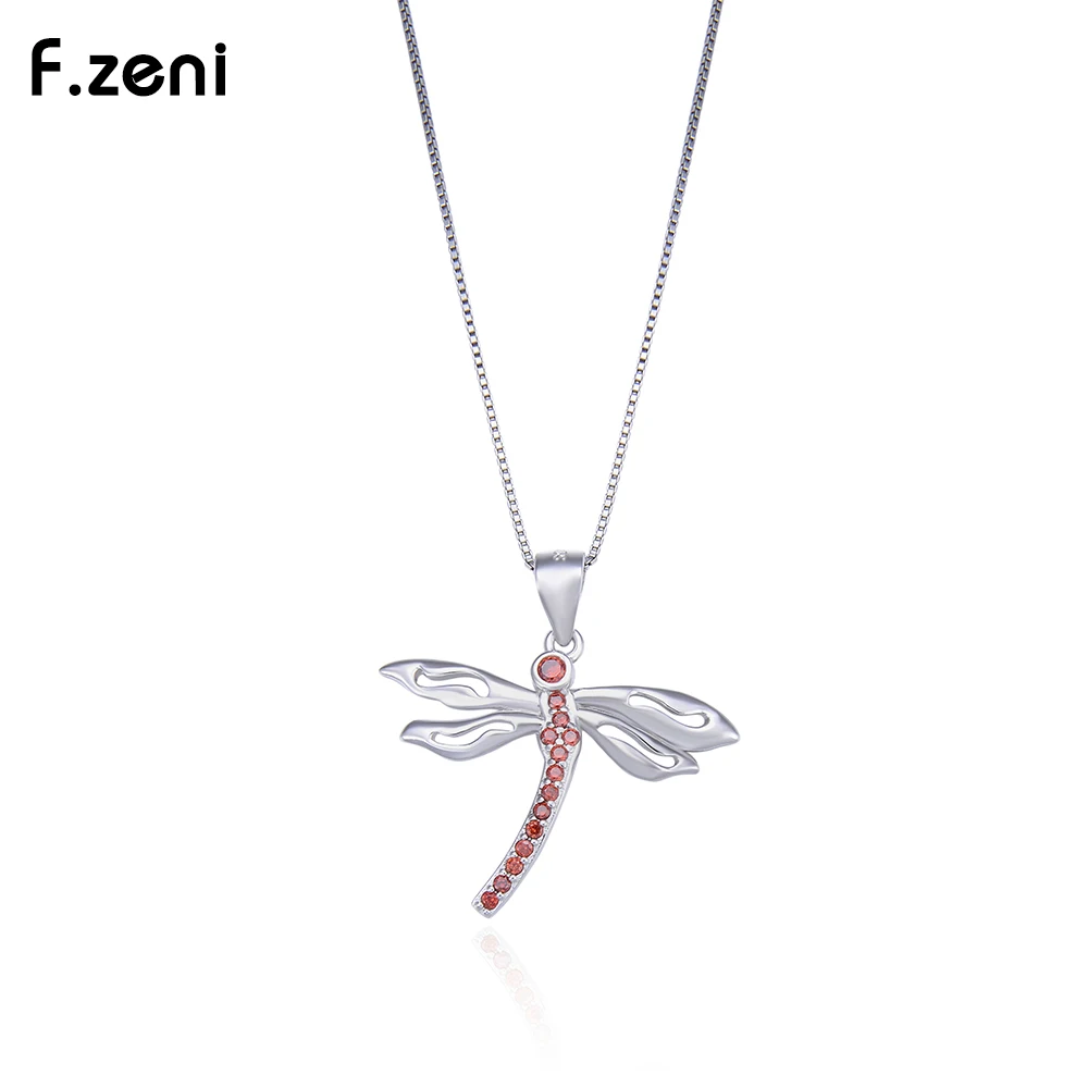 

Free Sample Dragonfly Clavicle Chain Necklace Jewelry 925 Silver Charm Pendants Zircon Gift WOMEN'S, White / pink / red / purple