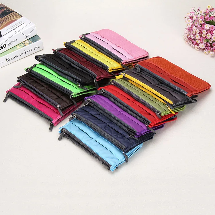 

Wholesale blank muti compartments bag in bag cosmetic bag organizer, 5 colors can choose