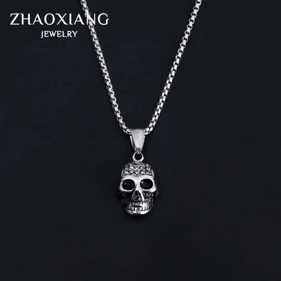 

Skull Head Necklaces Pendants For Women Men Mini Cute Fashion Stainless Steel Jewelry Punk Design
