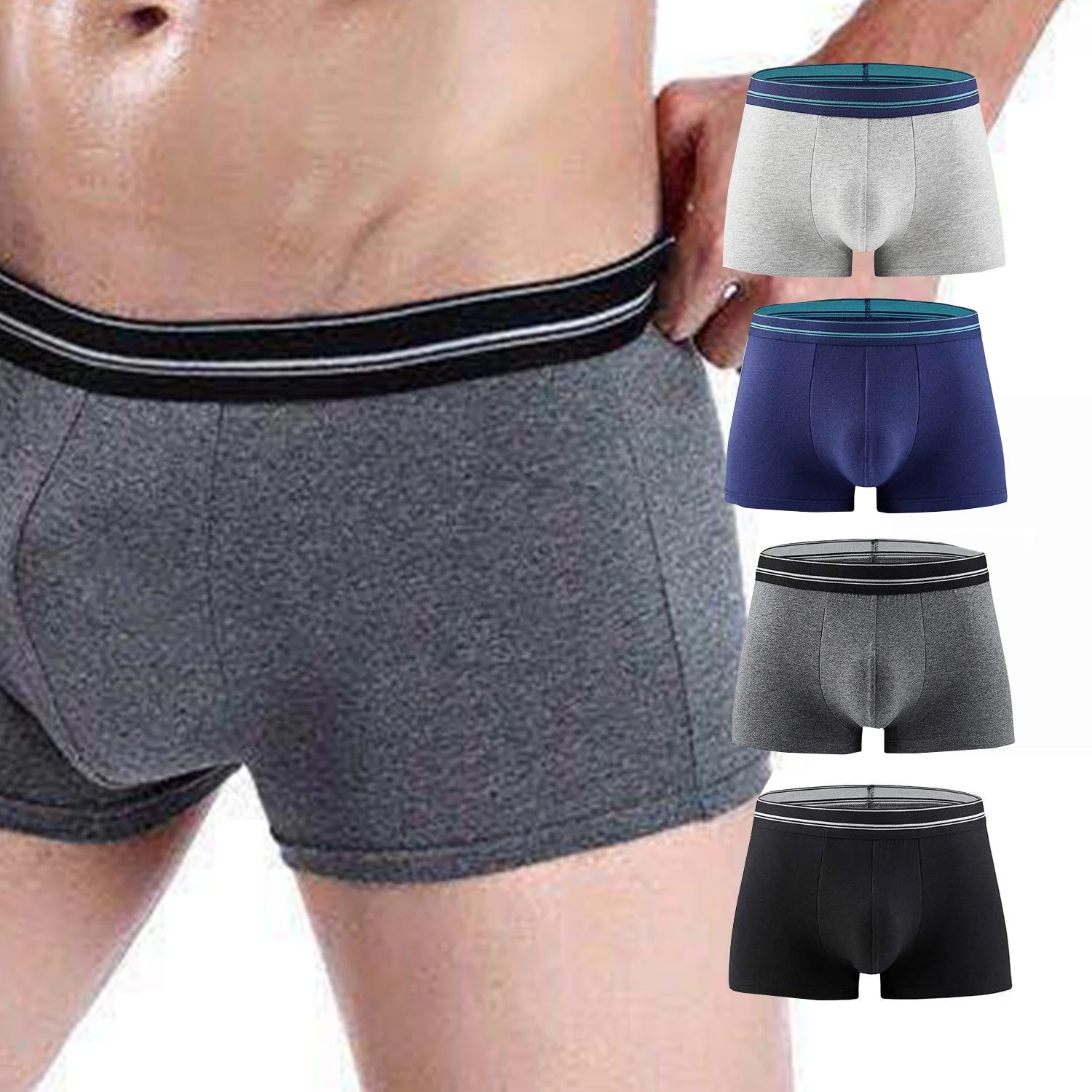 

High quality Mens solid Cotton spandex boxer mens underwear Men's Briefs male Boxers, Picture