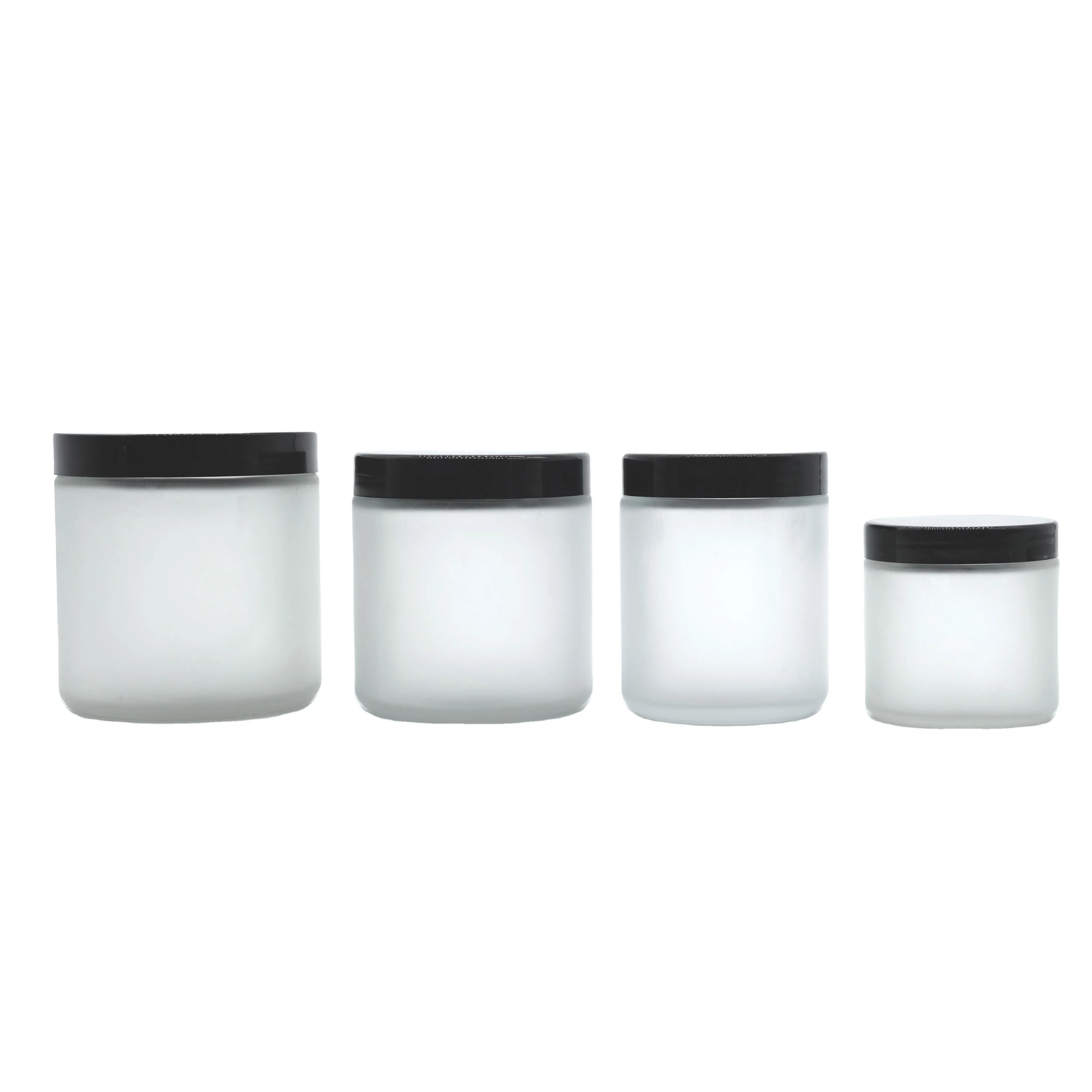 

Food Grade Frosted Straight Side Glass Jars with Black/Silver/Golden metal Lid