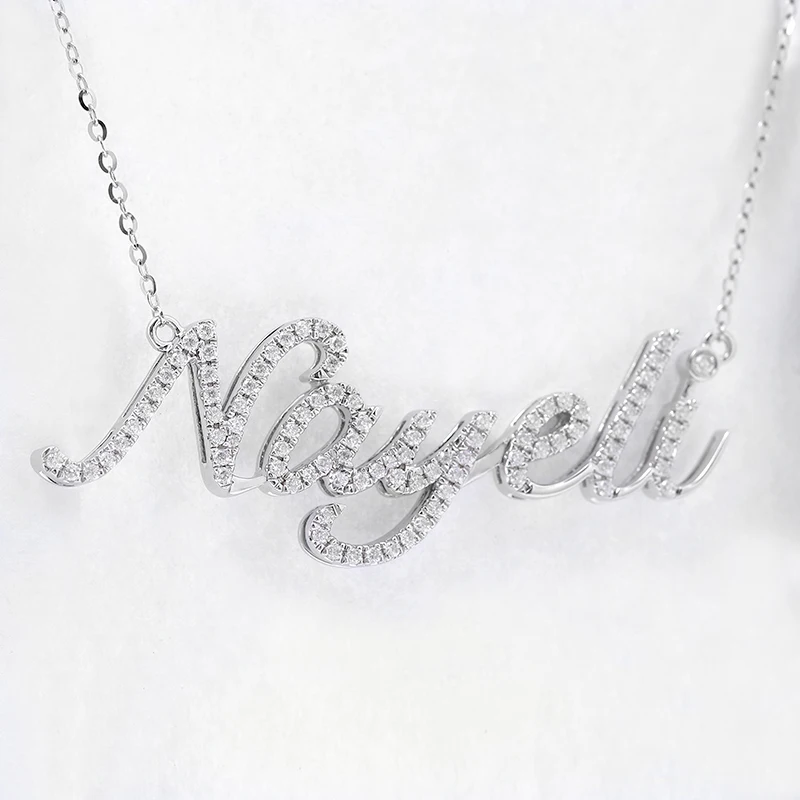 

Custom letter name necklace 18k white gold diamond name pendant necklace personalized logo jewelry birthday gift for her