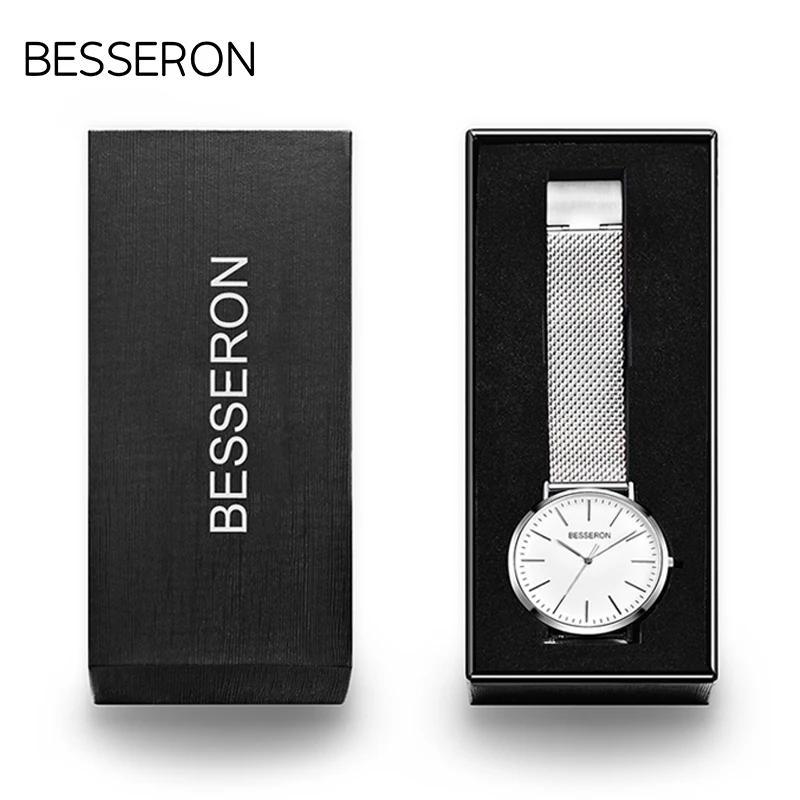 

BESSERON low moq japan movt quartz watch 316L stainless steel wrist watches oem custom logo wristwatch, 4 colors