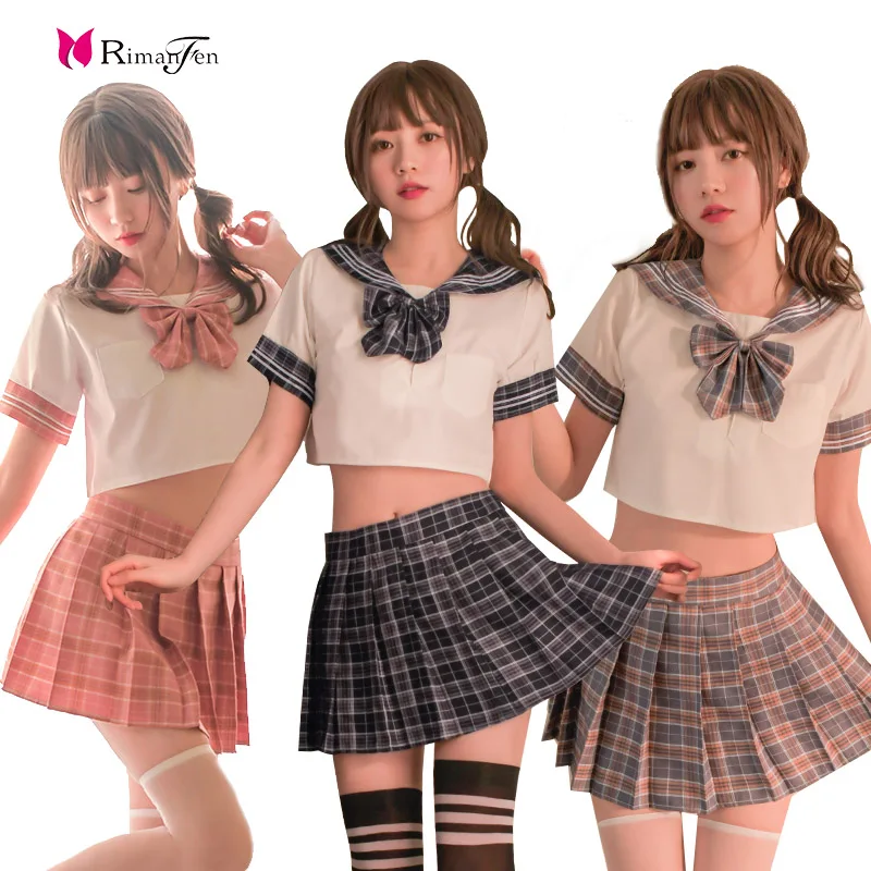 

japanese adult sexy school girl jk skirt girl School Sailor Suit Cosplay Costume Dress 2pcs lingerie