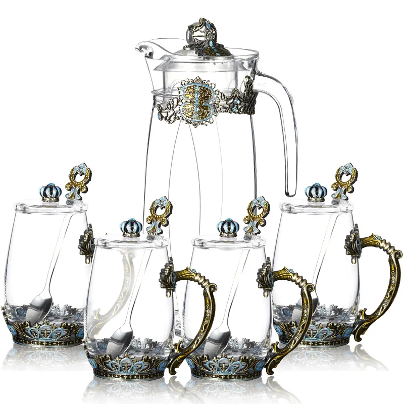 Wholesale Royal Luxurious Gift Cup Set With Enamel Flower Tea Coffee