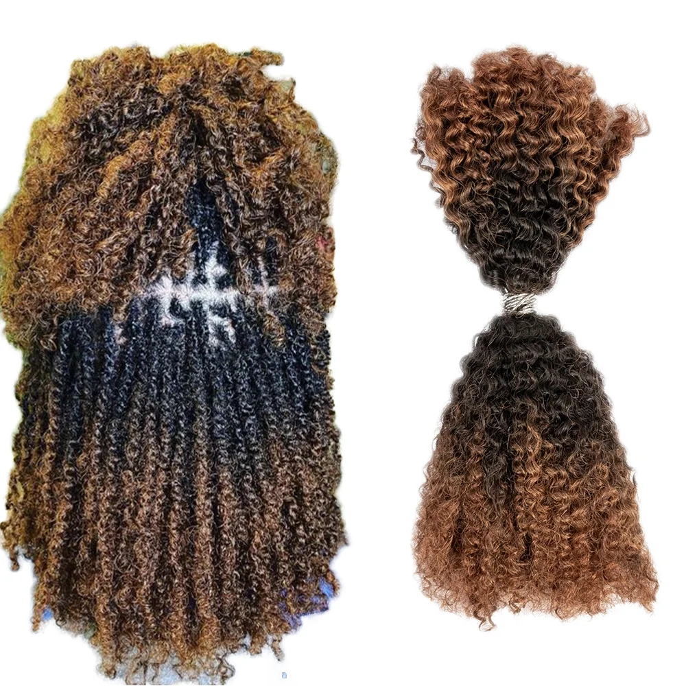 Wholee Shopping Double Drawn 100% Remy Human Hair Afro Kinky Curly Bulk for Braiding Hair Extension