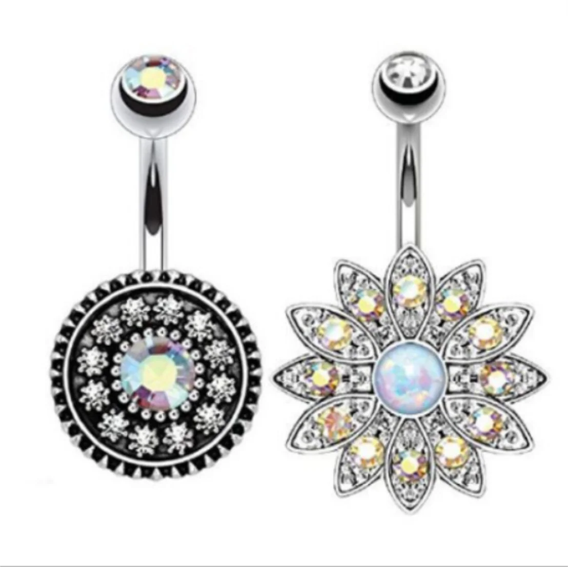 

2022 New Big Flower Custom Navel Ring belly button ring navel dangle Sets Surgical Steel Body Piercing Jewelry For Man Woman