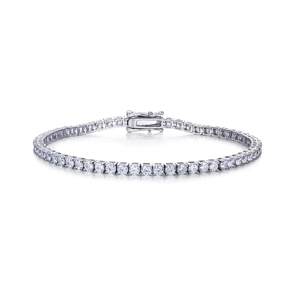 

Classic four prong tennis bracelet S925 silver plated 18K white gold moissanite grade D bracelet, Customized color