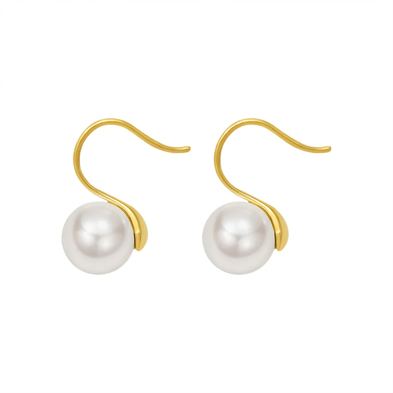 

Wind Restoring Ancient Ways Fashion Imitation Pearl Earrings Titanium Steel Gold 2022 Winter Festival In The New Earrings