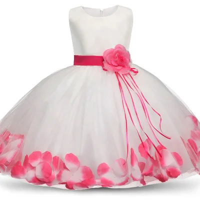 

KYO Toddler Baby Girls Flower Petals Tulle Wedding Bridesmaid Formal Pageant Party Wear Dresses