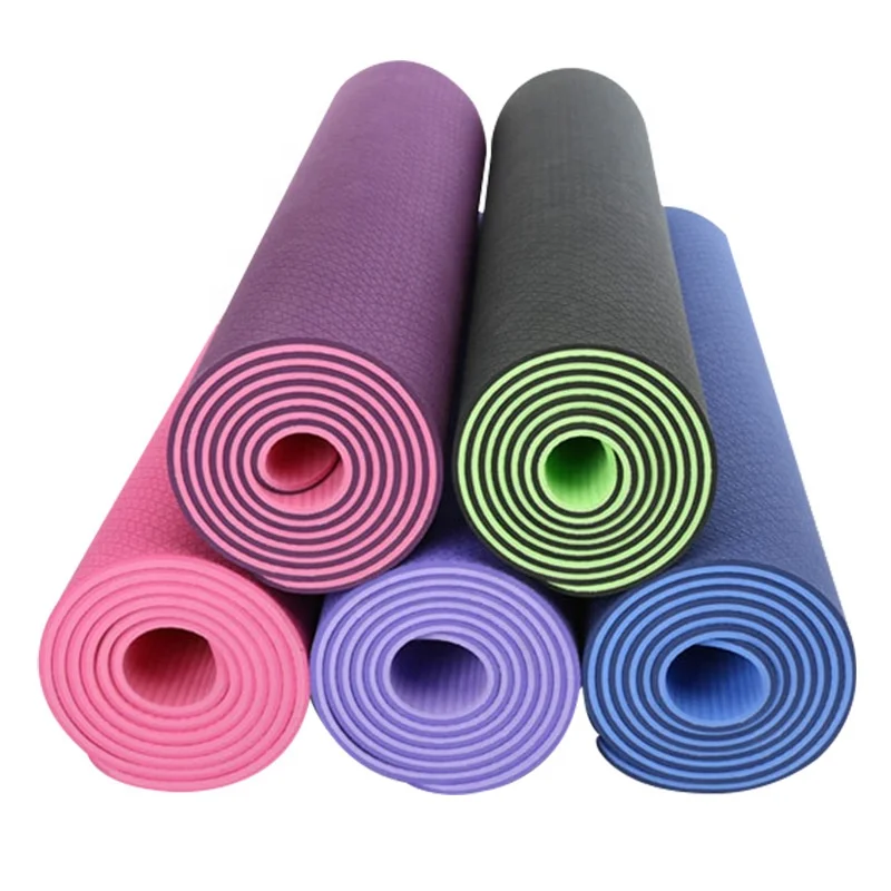 

2020 hot selling TPE Pilates indoor sports ladies two-color EVA yoga mat non-slip thickened fitness yoga mat, Customized color