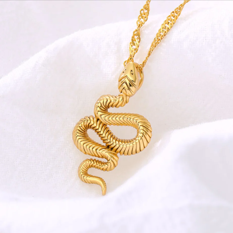 

Hot Selling Stainless Steel Gold Silver Snake Pendant Necklace