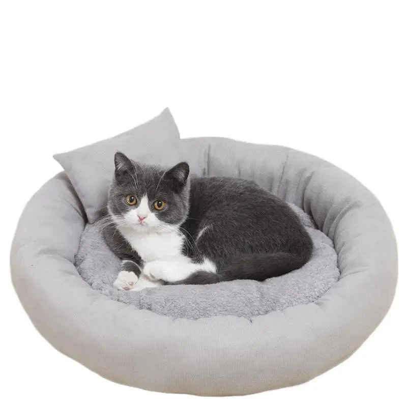 

2021 New Net Red Gray Egg Tarts Dog Mats Thickened Cotton Dog Mats Sleeping Pad Round Nest Pillow