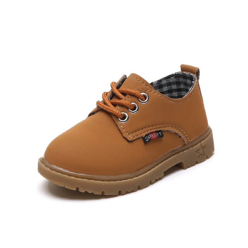 

Fashion Children dress shoes leather shoes with lace for boy, Brown/gold/black