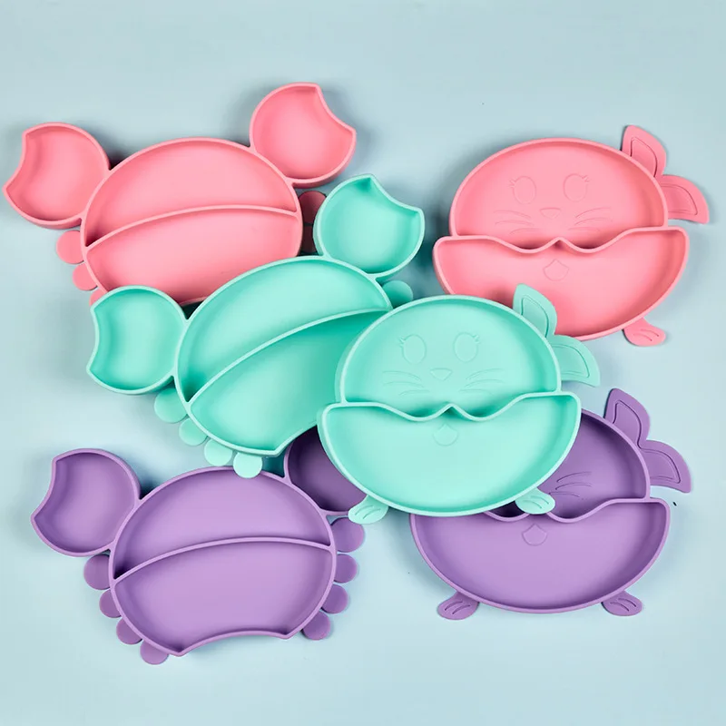 

Fusimai Baby Suction Kids Shape Animal Crab-shape Service New 2021 Bpa Free Cute Cartoon Crab Silicone Plate, Customized color