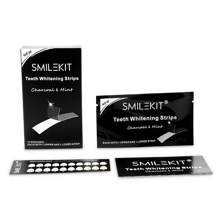 

smilekit Private Logo Advanced Non Peroxide With Coconut Tooth Bleaching Strips Charcoal Teeth Whitening Strips