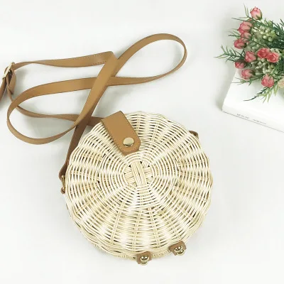 

Natural Color Rattan Handbag Straw Bag For Circle Square Woven Round Bohemia Beach Summer New-Fashion