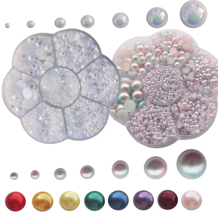 

Nail semicircular Imitation Pearl White AB Beige 3D Nail Shiny Decorative DIY Nail Pearl for Makeup Jewelry DIY Accessory