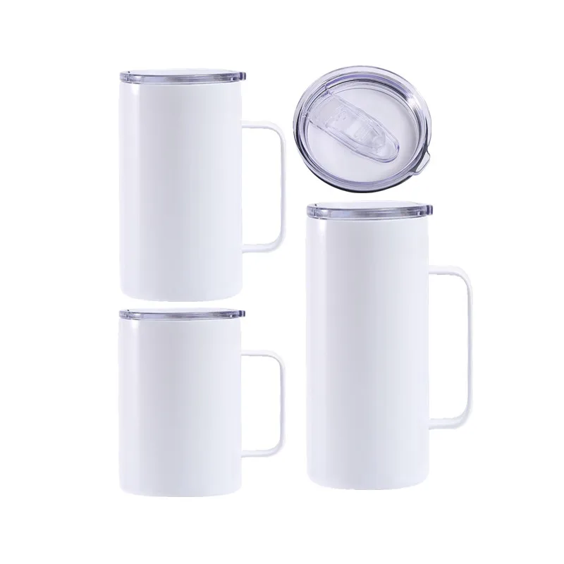 

2023 New Sublimation Blanks 10oz 14oz 16oz 20oz 24oz double wall stainless steel large coffee mugs wholesale with handle and lid