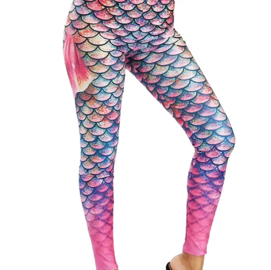 

hot Wholesale Customize logo fitness & yoga wear New Product colors high waist yoga pants white Chameleon fish scale printing, Customized colors
