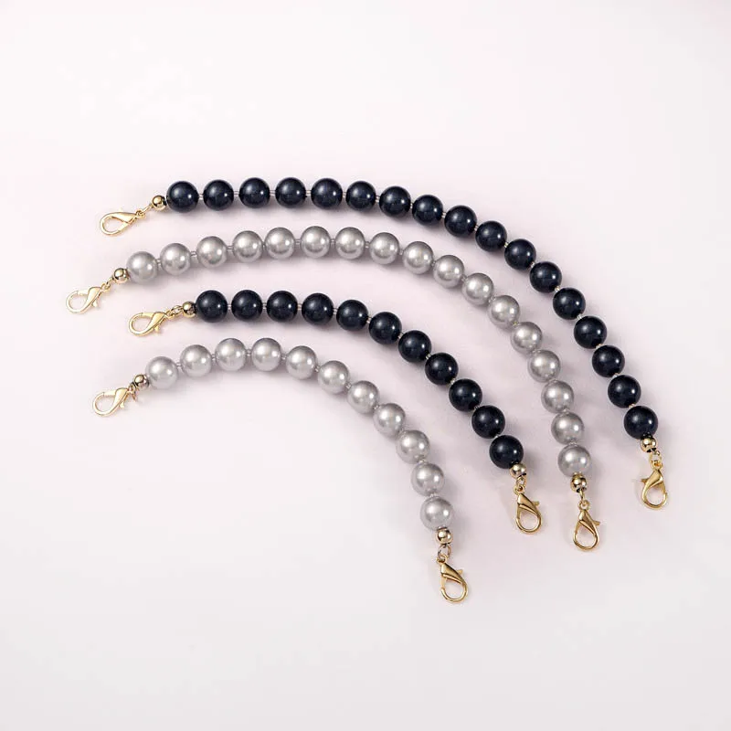 

Meetee B-S559 Handbag Handle Retro Resin Chain Gray Pearl Bag Accessories, Colorful