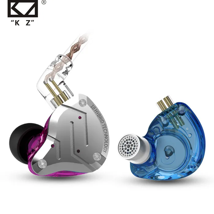 

KZ ZS10 Pro In Ear Earphone 4BA+1DD Hybrid Driver Wired Earphone HIFI Metal Sport Noise Cancelling Earbuds Headphone AS10 AS16 Z
