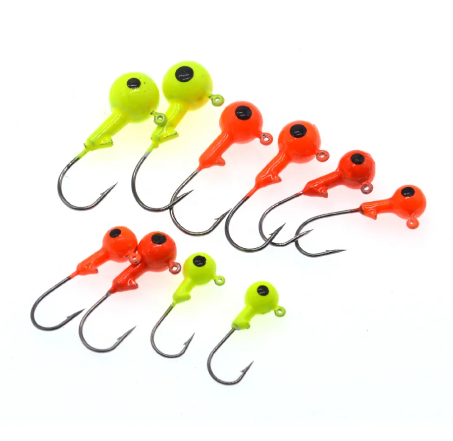 

hot sell fishing bait lead chuck hook jig assorted luminous hand painted fishing jig head