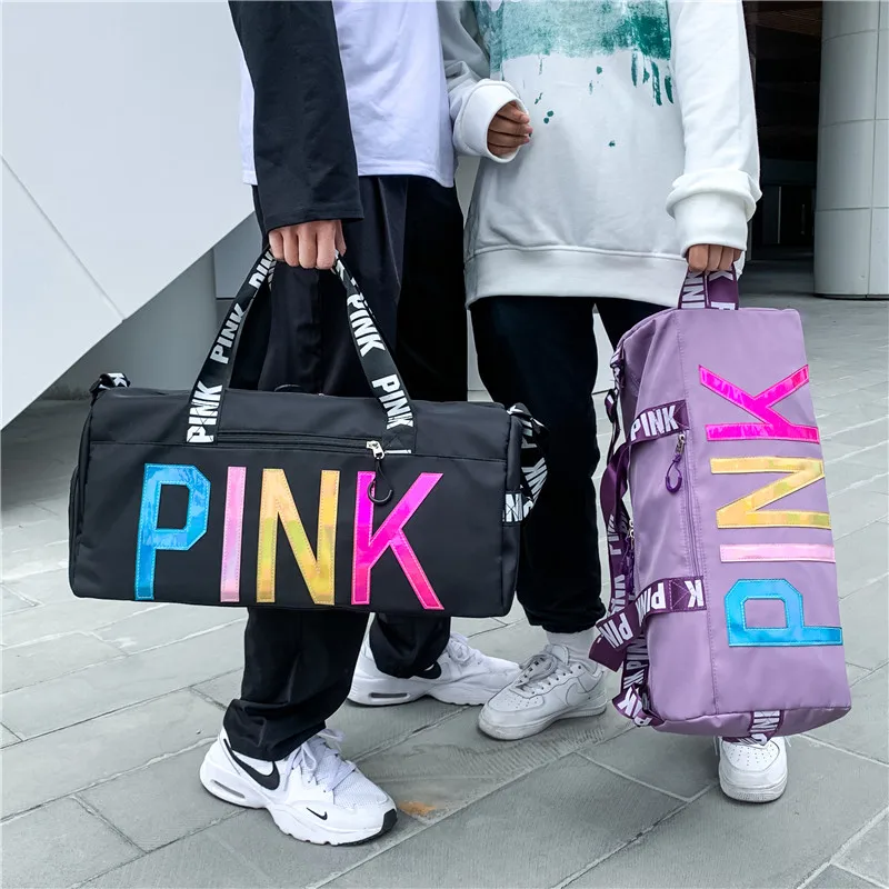 

2021 Young Lady Fitness Dry Wet Sports Bags Woman Outdoor Pink Travel Bags With Shoe Compartment