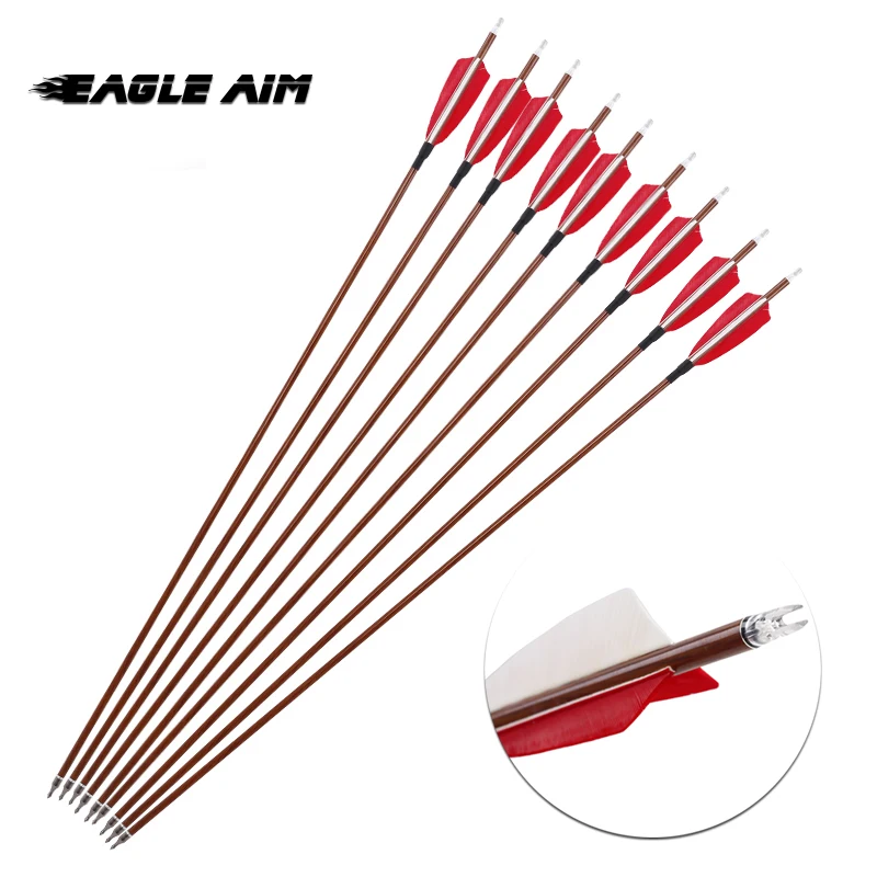 

31 inch Pure Carbon Arrow Wood Grain Traditional Bow Turkey Real Carbon Feather Arrow for Hunting Recurve Bow Archery Arrows