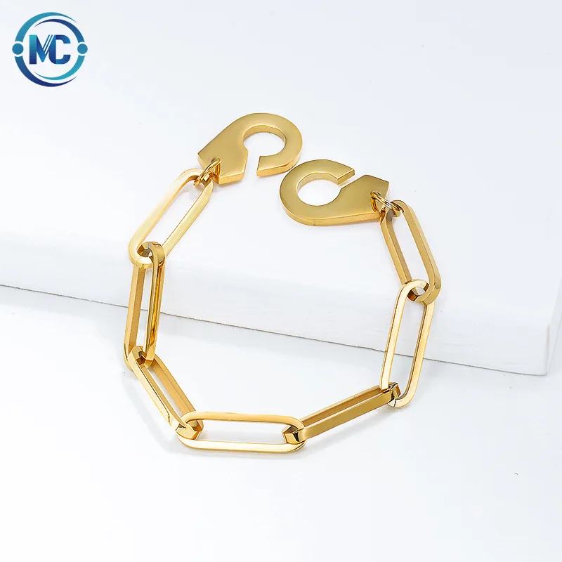 

2021 Popular Stainless Steel Jewelry 18K Gold High Quality Chunky Chain Bracelets Square Diamond Cuban Chain Bracelets For Women, As the picture