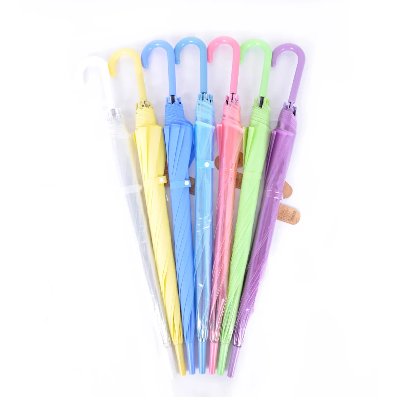 

Cheapest Disposable automatic colorful Long Handle Straight PVC POE dome paraguass transparent Clear Umbrella, Pantone color