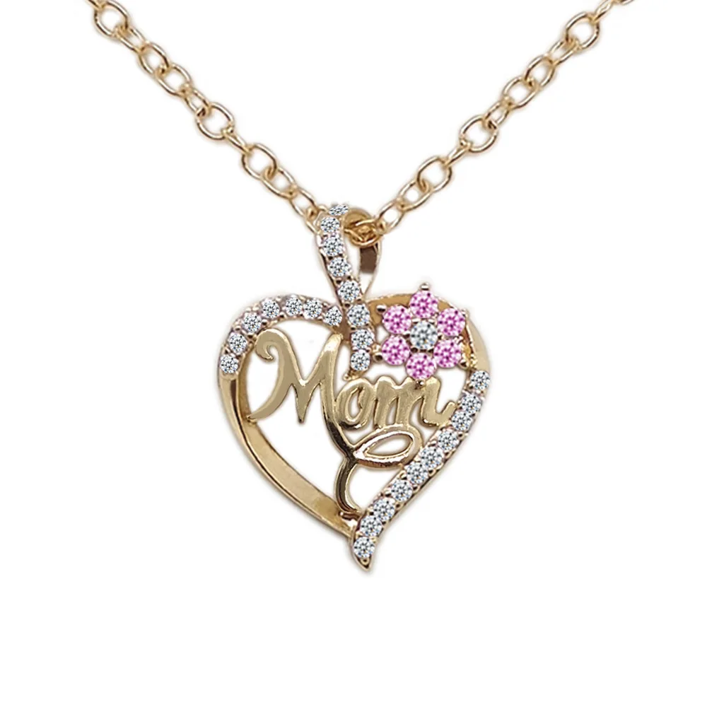 

Ladies' Micro-inlaid Color Diamond Love Pendant Letter Butterfly Lip Necklace Mother's Day Gift For Women, As picture