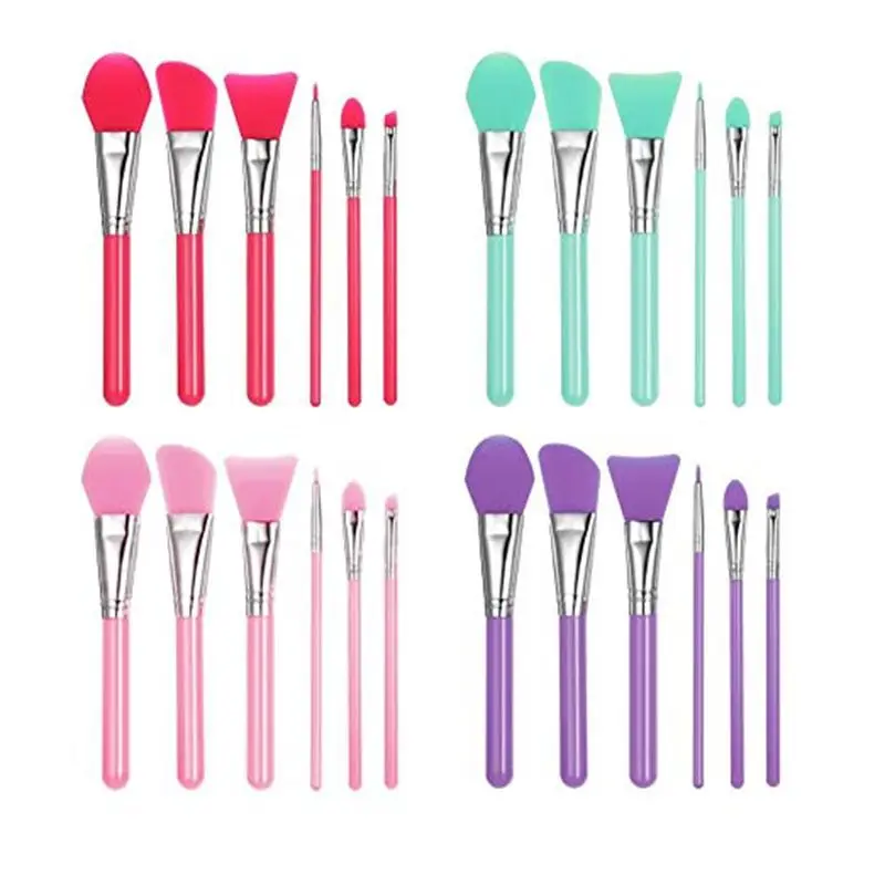 

Silicone Head Makeup Brushes Set for Mask Cream Cleaning Brushes Beauty Facial Tool 6 Pieces Set