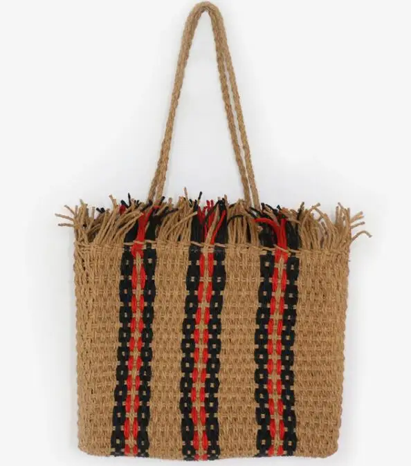 

Women Lady Summer Beach Vintage Handmade Knitted Straw Rattan Bag Large Capacity Shoulder Bags, 1 colors