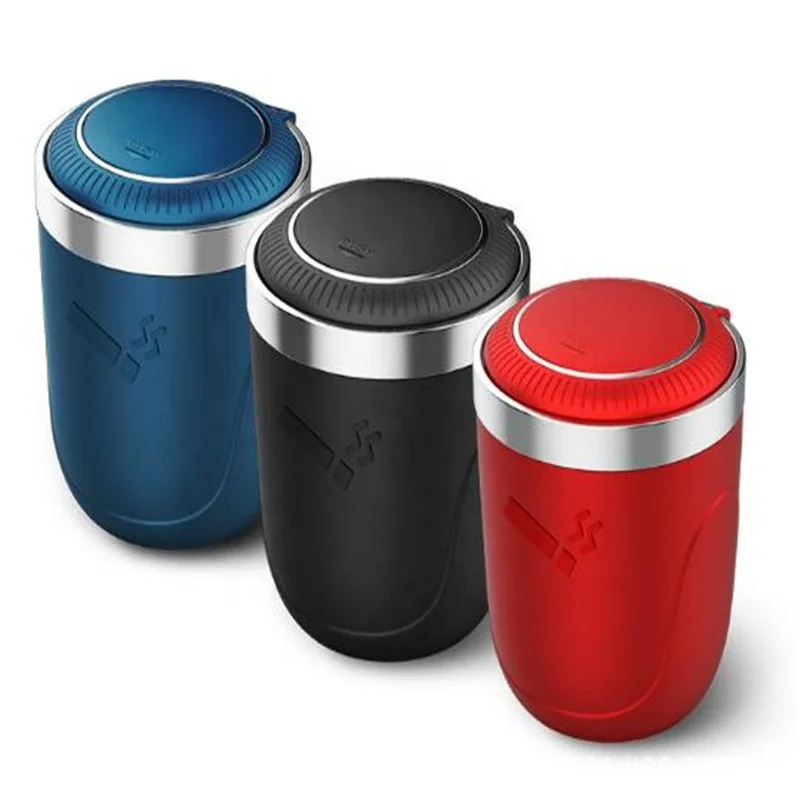

Plastic New Style Pressing Type Multifunction Portable Ashtray LED Light Design Detachable Covered Ashtray, Black/red/blue