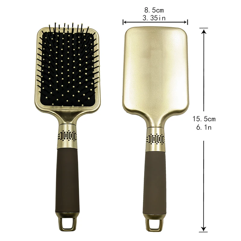 

GOLD Square Women Hair Scalp Massage Comb Nylon Pin Hairbrush Curly Detangle Hair Brush For Salon Hairdressing Tools