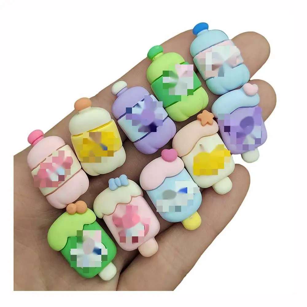 

Flat Back Resin Ice Cream Popsicle Miniature Cartoon Animal Drink Bottle Cabochons Earring Ornament Slime Accessory