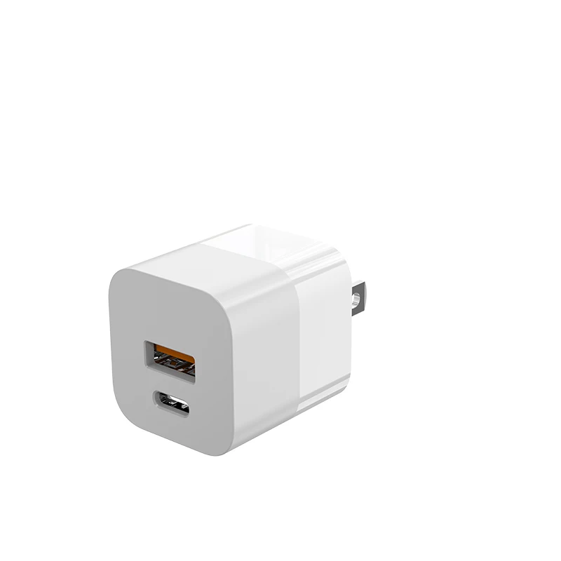 

CE CB ROHS ERP KC Certified 2-Port GaN 30W USB-C PD Power Delivery 3.0 QC3.0 Travel Wall Charger for mobile phone