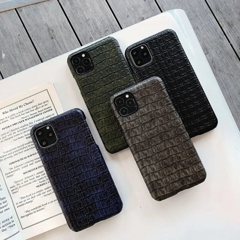 

Luxury business crocodile skin leather hard phone case for iphone 11pro/11/11pro max strong case