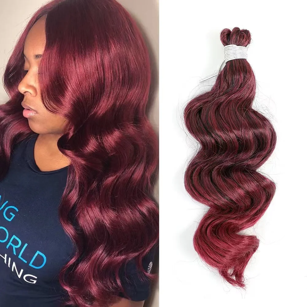 Wholesale Soft Red Deep Wave Hair Extension Synthetic Braids Ocean Wave Crochet Hair Braiding Hair for Adding Volume and Style