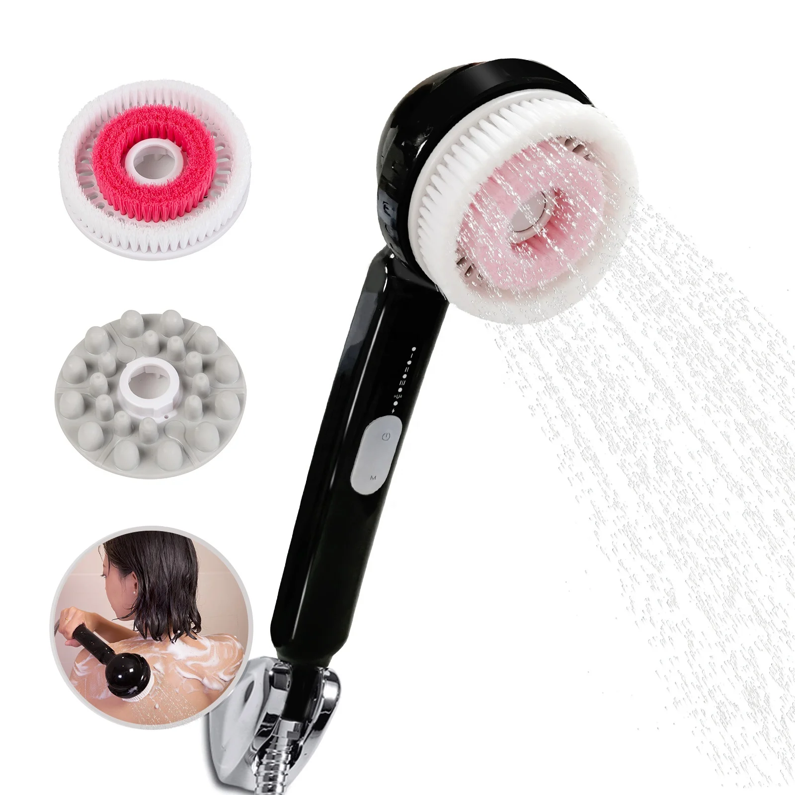 

Long Handle Sonic Vibration Gentle Massage Back Brush Shower Foot Bath Massager Spa