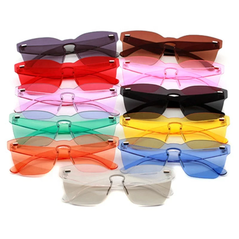 

Women Rimless Frame Sun Glasses Transparent Sunglasses, 7 colors