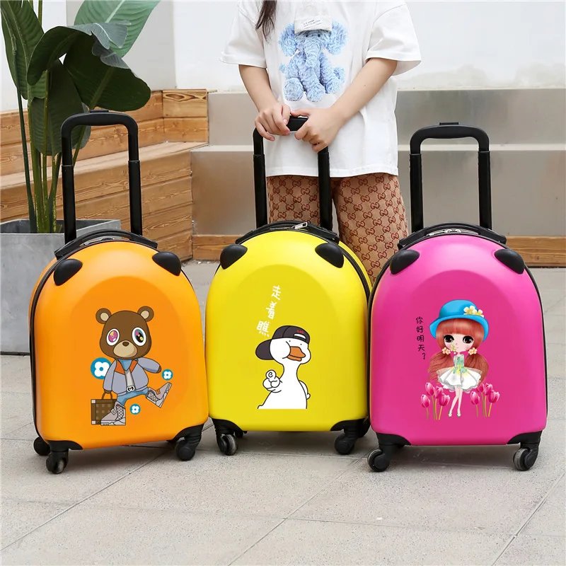 

Fashion Custom LOGO ABS Luggage Bags Trolley Case Spinner Rolling Kids Trolley Luggage with 4 Wheels, Customized color