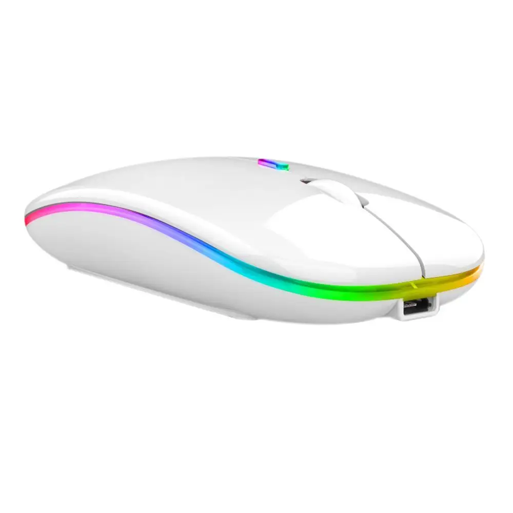 

New Ultra-Thin Mini 2.4G Optical Wireless Mouse Adjustable RGB Silent Mute Rechargeable LED Colorful Lights Computer Mouse