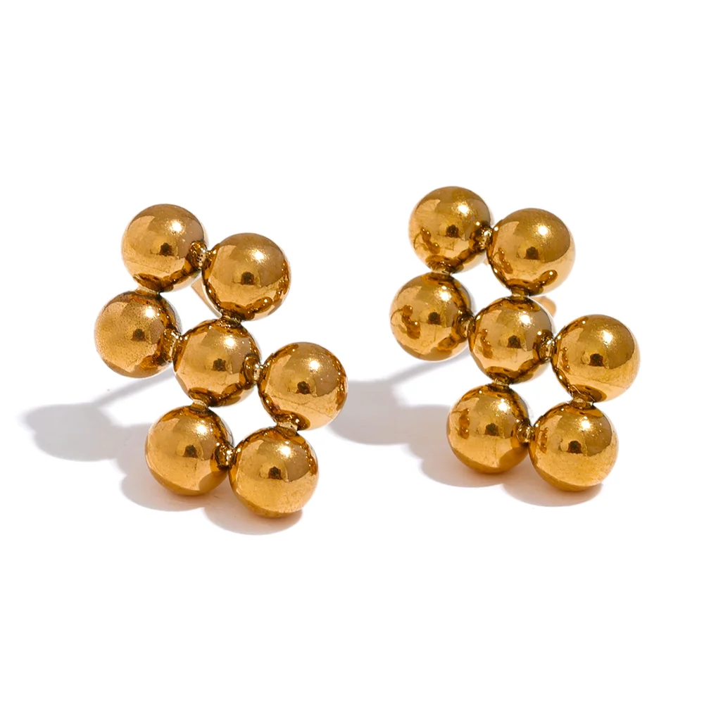 

JINYOU 2402 Stainless Steel Ball Beads Chic Small Stud Earrings Gold Color 18K PVD Charm Fashion Jewelry for Women Bijoux Daily