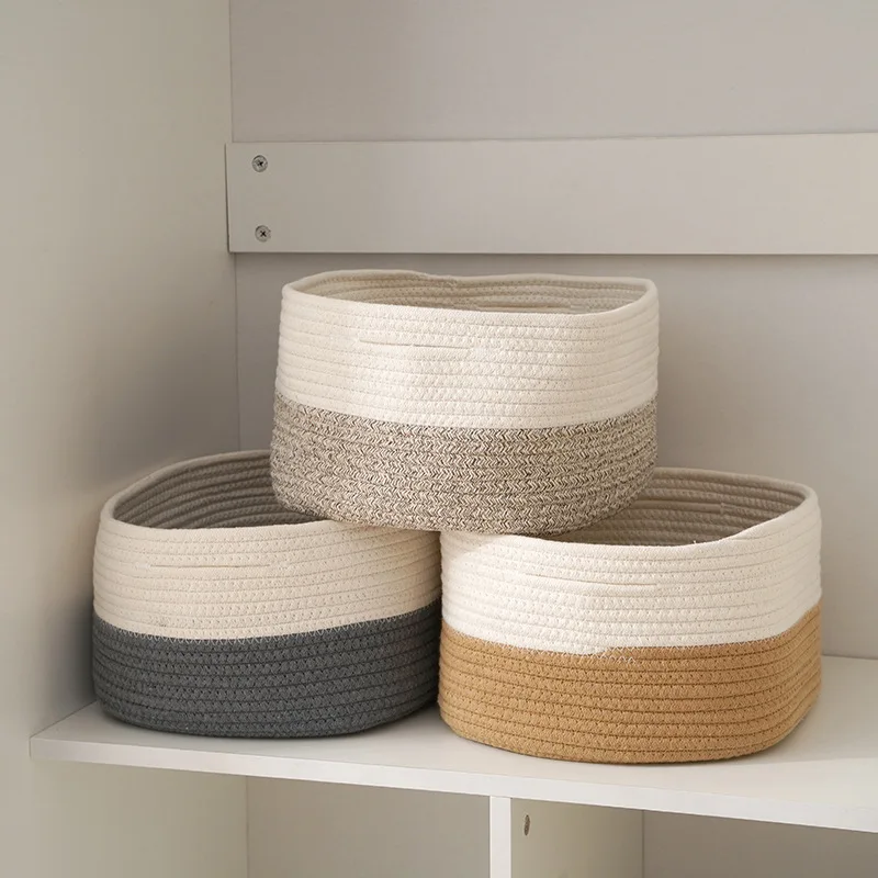 

Large Natural Cotton Rope Basket Woven Storage Basket For Blanket Toys Pillow Basket, Customized color