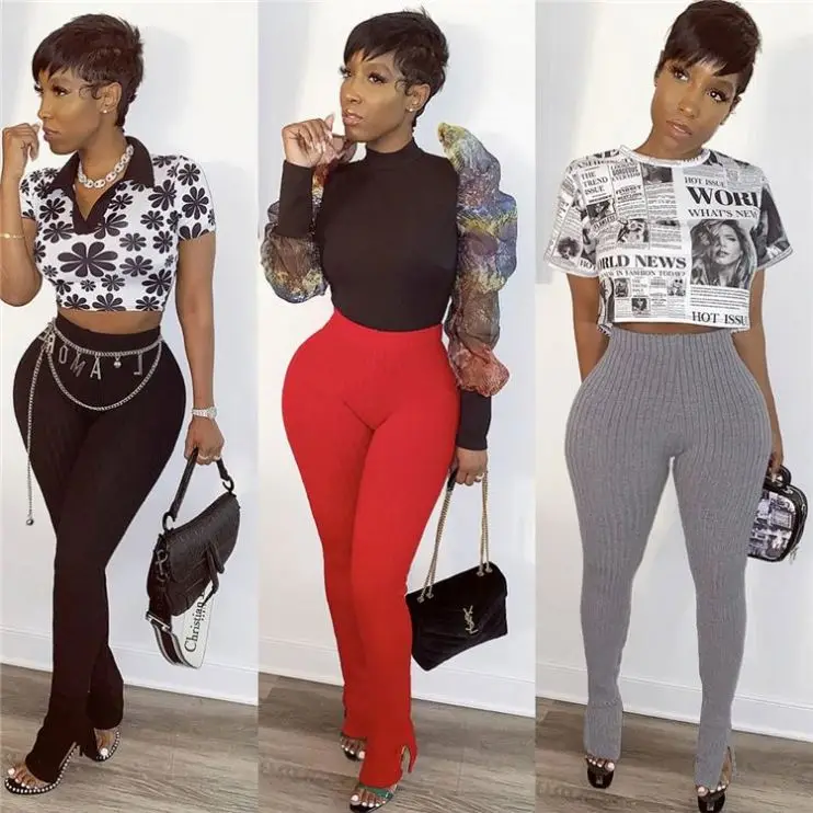 

2020 Fall Clothing For Women Breathable Solid Color Boot Cut Stacked Pants Seamless Leggings